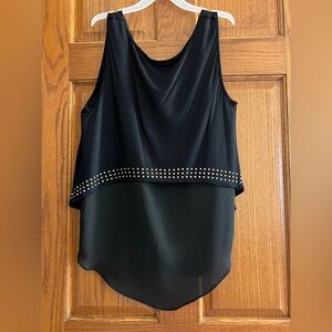 Jennifer Lopez Black Tank Top with Studded Hem Detail. Reversible. Sz M.